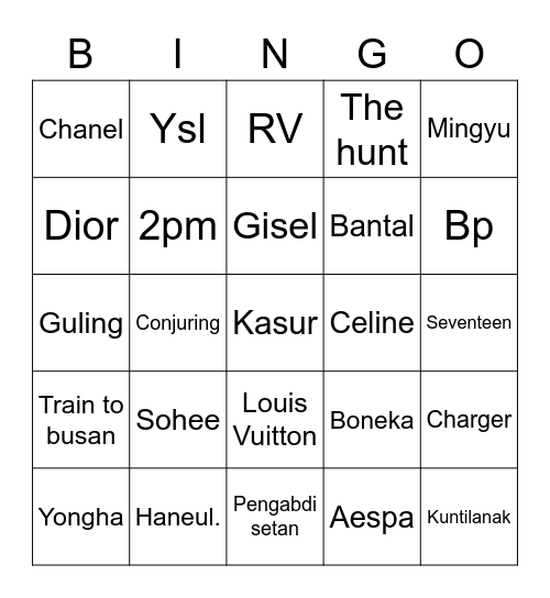 🦋 Bingo Card