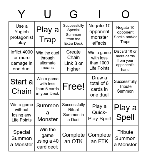 Yu-Gi-Oh! Bingo Card