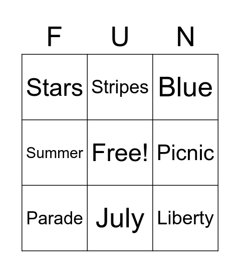 4th of July Bingo! Bingo Card