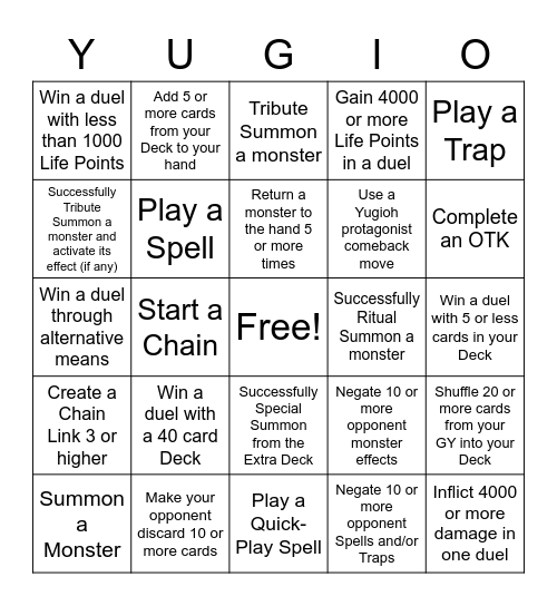 Yu-Gi-Oh! Bingo Card