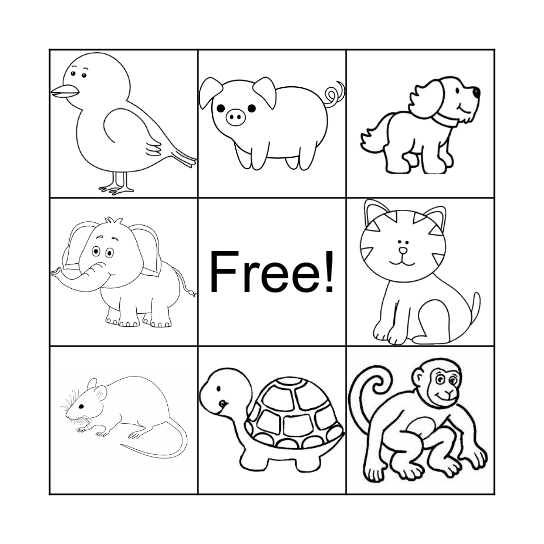 ANIMALS Bingo Card