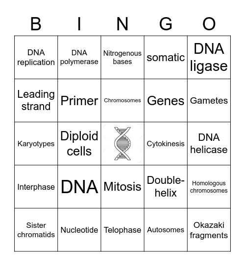 DNA Vocabulary Review Bingo Card