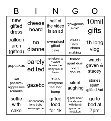 ZOELLAs BAI-BI SHOVVA Bingo Card