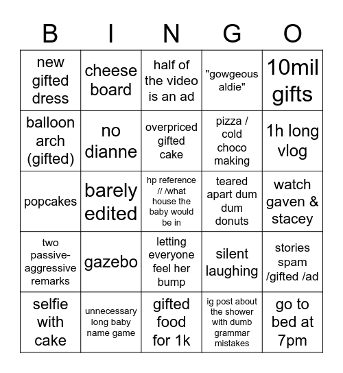 ZOELLAs BAI-BI SHOVVA Bingo Card