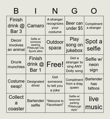 👯‍♀️Guys & Dolls 🎸🎤 Bingo Card