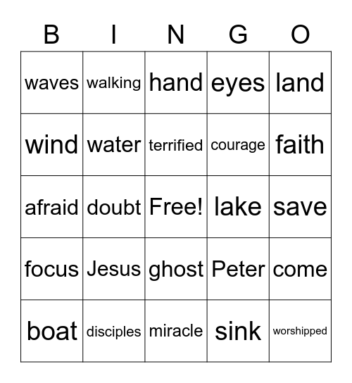 Peter Sinks in the Water Bingo Card