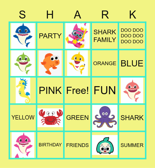 Delilah Shark Birthday! Bingo Card
