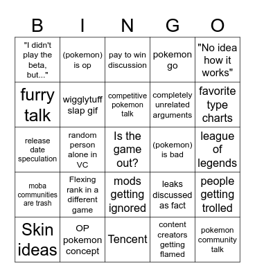 Unite Pre-Release bingo Card