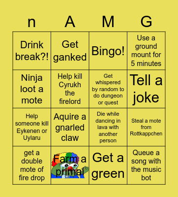 Fire farm nAMGO Bingo Card