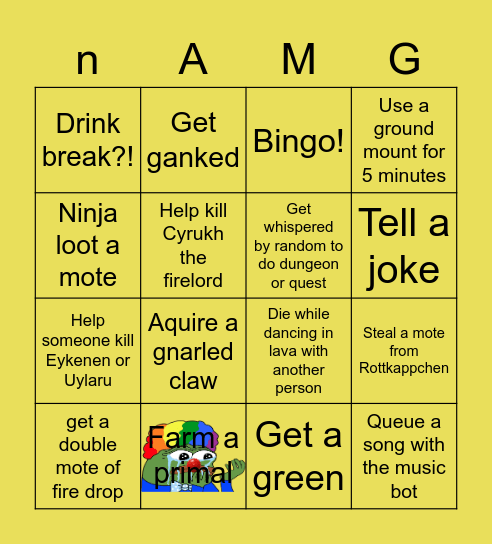 Fire farm nAMGO Bingo Card