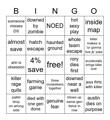 DBD BINGO Card