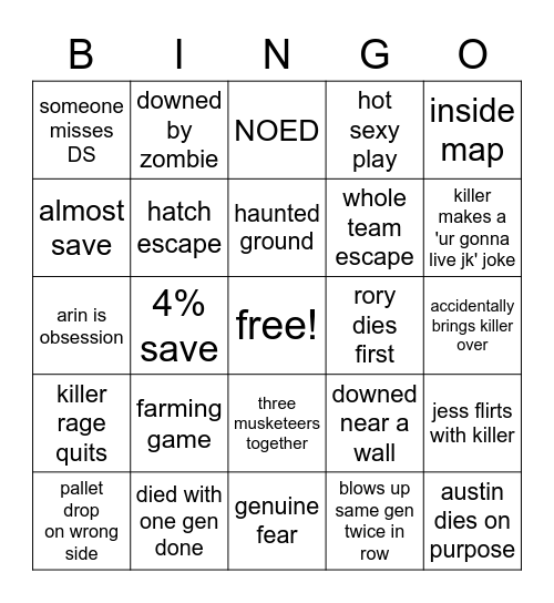 DBD BINGO Card