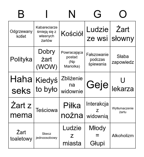 Polski Kabaret Bingo Card