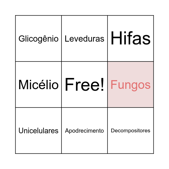Bingo dos Fungos Bingo Card