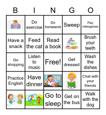 Daily Routines Bingo Card