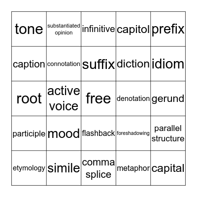 ENGLISH II STAAR REVIEW #2 Bingo Card