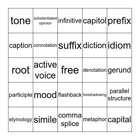 ENGLISH II STAAR REVIEW #2 Bingo Card