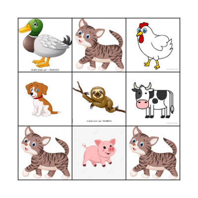 Animals Bingo Card