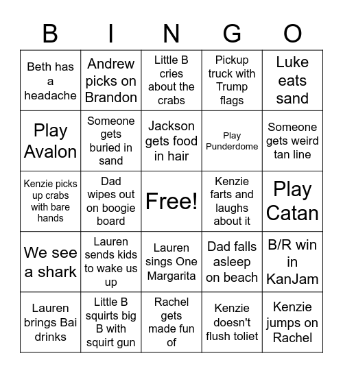 OBX BINGO - Brandon Bingo Card