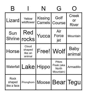 Colorado Springs Bingo Card