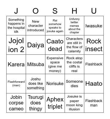 Jojolion 109 bingo eggward edition Bingo Card