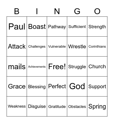 A Blessing in Disguise Bingo Card
