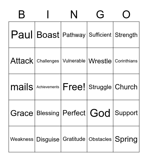 A Blessing in Disguise Bingo Card