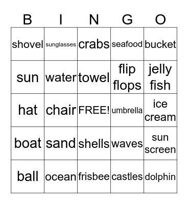 Beach Bingo Card