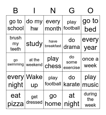 Tomi my week structures Bingo Card