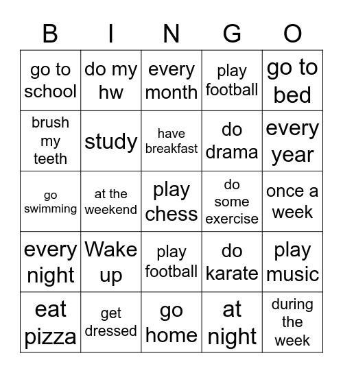 Tomi my week structures Bingo Card