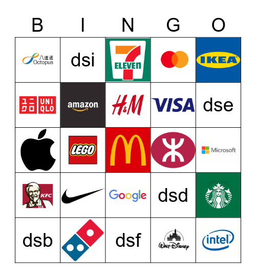 Famous Brands/Logos in HK Bingo Card