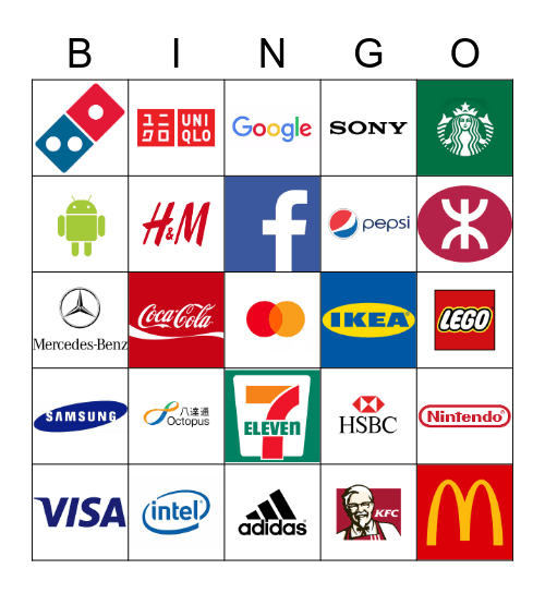 Famous Brands/Logos in HK Bingo Card