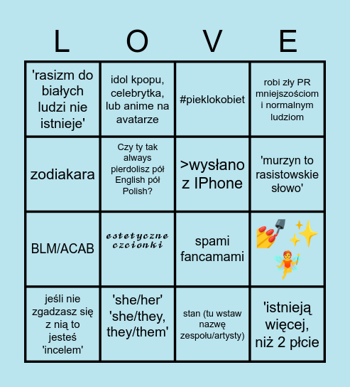 Julka z twittera bingo Card