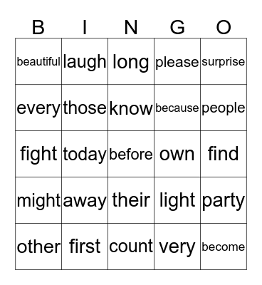 1B Bingo Card