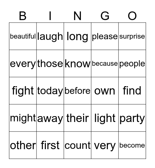 1B Bingo Card