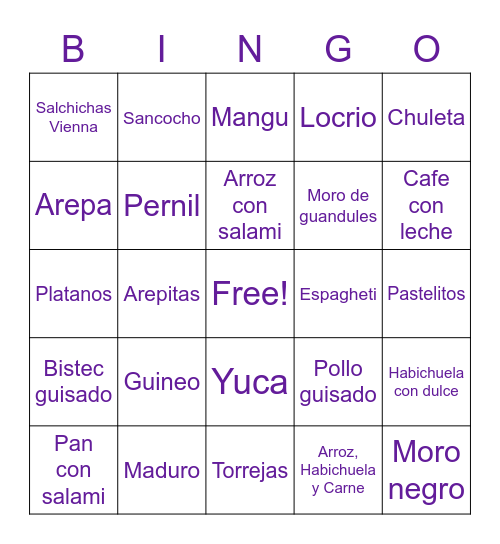 La Cocina de Negrita Bingo Card