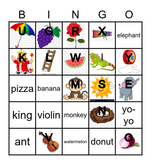 ALPHABET Bingo Card