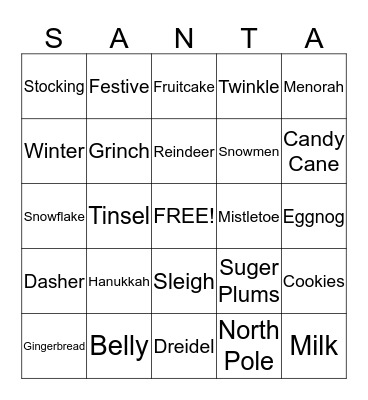 Holiday Bingo Card