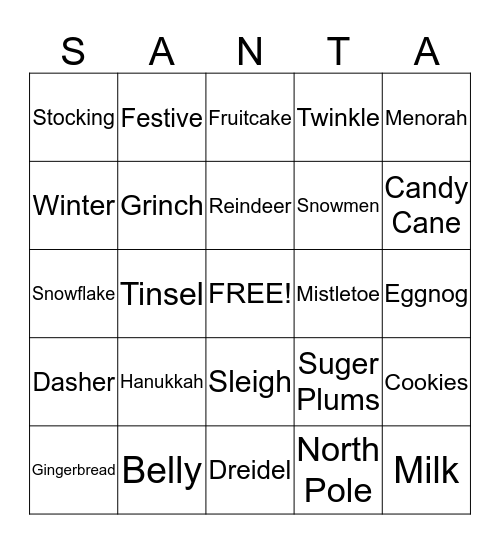 Holiday Bingo Card