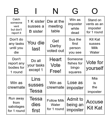 Among Us Bingo Card #11 Bingo Card