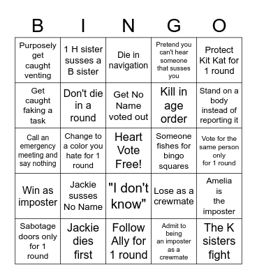 Among Us Bingo Card #12 Bingo Card