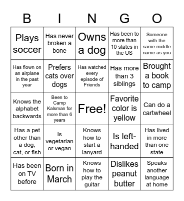 KESHER BINGO Card