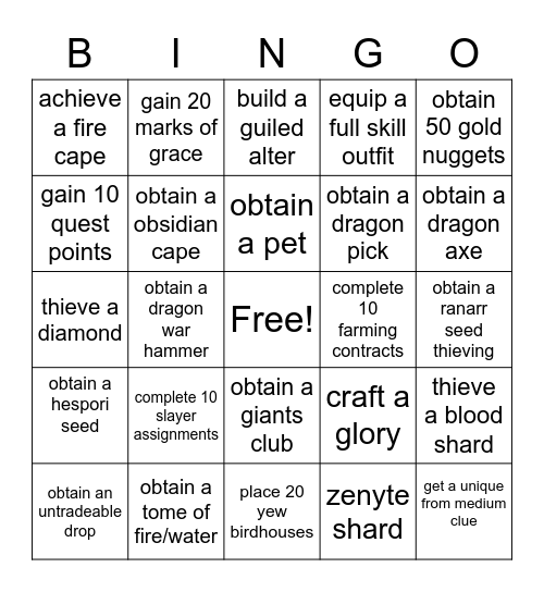 Knightslayer Bingo Card