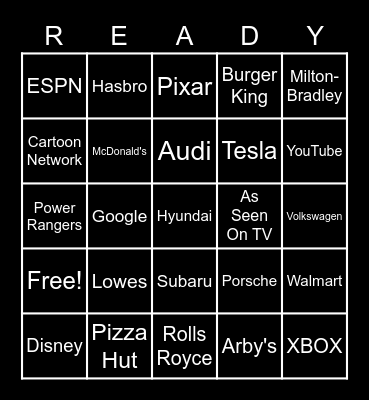 Brand Bingo Card