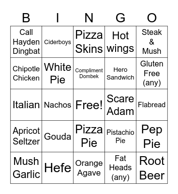 PIES BINGO BABY Bingo Card