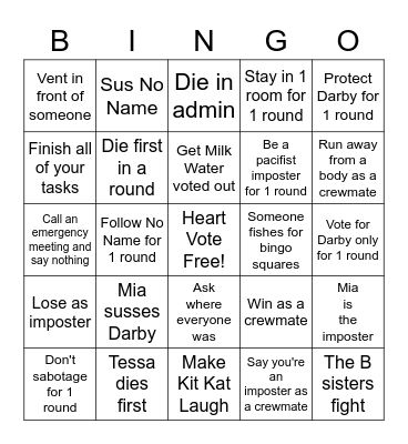 Among Us Bingo Card #13 Bingo Card