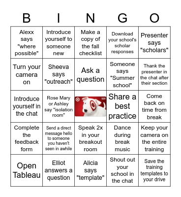 School Operations Bingo Card