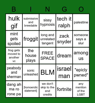 The Boys Watch the MCU Bingo Card