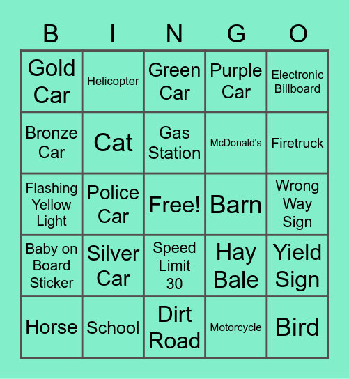 Beach Camp Bus Bingo (TX) Bingo Card