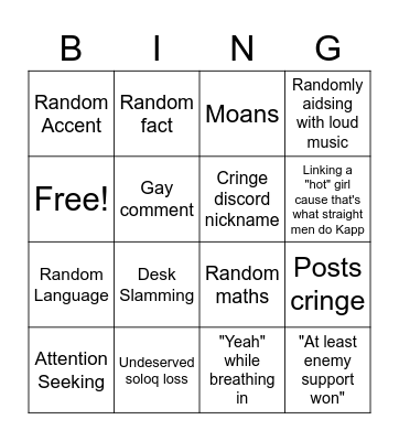 Peter Bingo Card